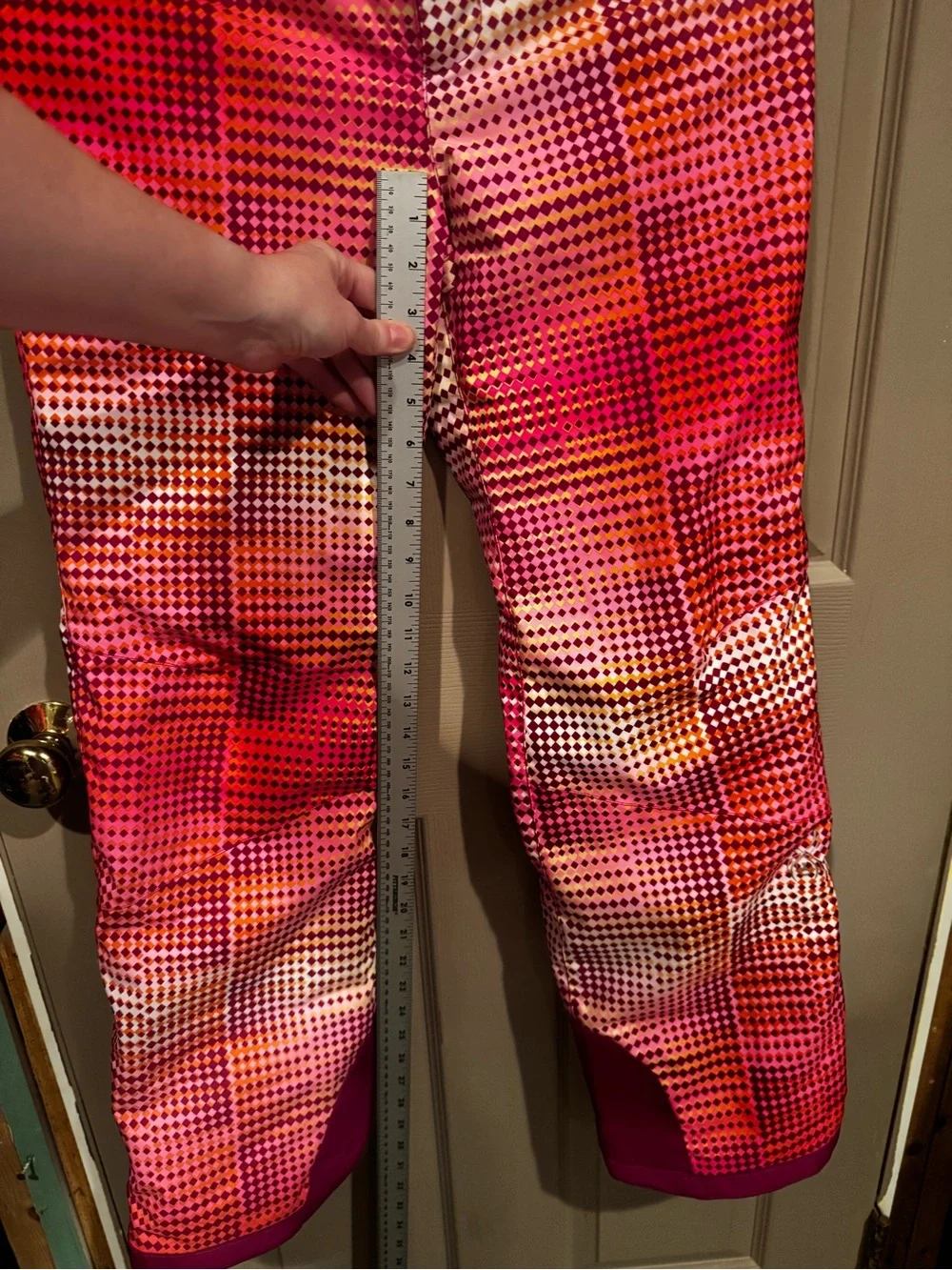 Spyder Pink and Orange Geometric Ski Pants size 18 girls like new